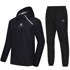 Hotsuit Sauna Suit For Men Sweat Sauna Jacket Pant Gym Workout Sweat Suits, Black, 3Xl