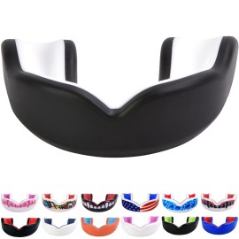 Oral Mart Blackwhite Youth Mouth Guard For Kids - Youth Mouthguard For Karate, Flag Football, Martial Arts, Taekwondo, Boxing, Football, Rugby, Bjj, Muay Thai, Soccer, Hockey (With Free Case)