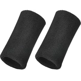 Willbond 6 Inch Wrist Sweatband Sport Wristbands Elastic Athletic Wrist Bands For Sports (Black)