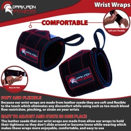 Dark Iron Fitness Wrist Wraps for Weightlifting - Suede Leather Wrist Bands for Working Out & Strength Training - Wrist Straps for Men & Women, 22 Inches Long