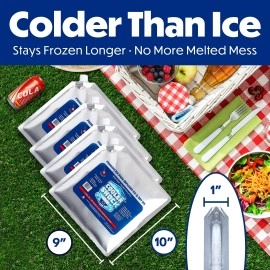 Cooler Shock Reusable Ice Packs for Cooler, Ice Packs for Lunch Bags, Long-Lasting Cold Freezer Packs for Lunch Boxes, Cooler Accessories for School, Beach and Fishing, Camping Gifts, 4 Pack