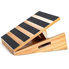 Strongtek Professional Wooden Slant Board, Adjustable Incline Board, And Calf Stretcher, Stretch Board - Extra Side-Handle Design For Portability, Partial-Coverage