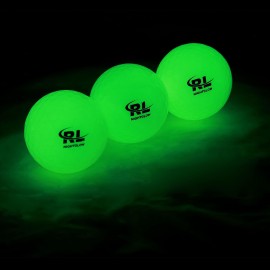 R&L Glow Golf Balls for Night Sports - Tournament Fluorescent Glowing in The Dark Golf Ball - Long Lasting Bright Luminous Balls Rechargeable with UV Flashlight - Included (3 Pack)
