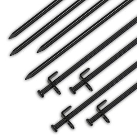 BareFour Tent Stakes Heavy Duty, 8-Inch Camping Stakes, Forged Steel Tent Pegs Unbreakable and Inflexible - Available in Rocky Place Dessert Snowfield and Grassland (8 Pack 8 Inch)