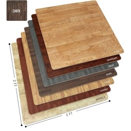 Sorbus Wood Floor Mats Foam Interlocking Wood Mats Each Tile 4 Square Feet 3/8-Inch Thick Puzzle Wood Tiles with Borders - for Home Office Playroom Basement (12 Tiles 48 Sq ft, Wood Grain - Dark)