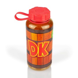 JUST FUNKY EXCLUSIVE Donkey Kong Water Bottle | Designed to Look Like DK's Barrel | Twistable Top | 24 Ounce Capacity