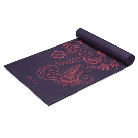 Gaiam Yoga Mat Premium Print Extra Thick Non Slip Exercise & Fitness Mat For All Types Of Yoga, Pilates & Floor Workouts, Aubergine Swirl, 6Mm