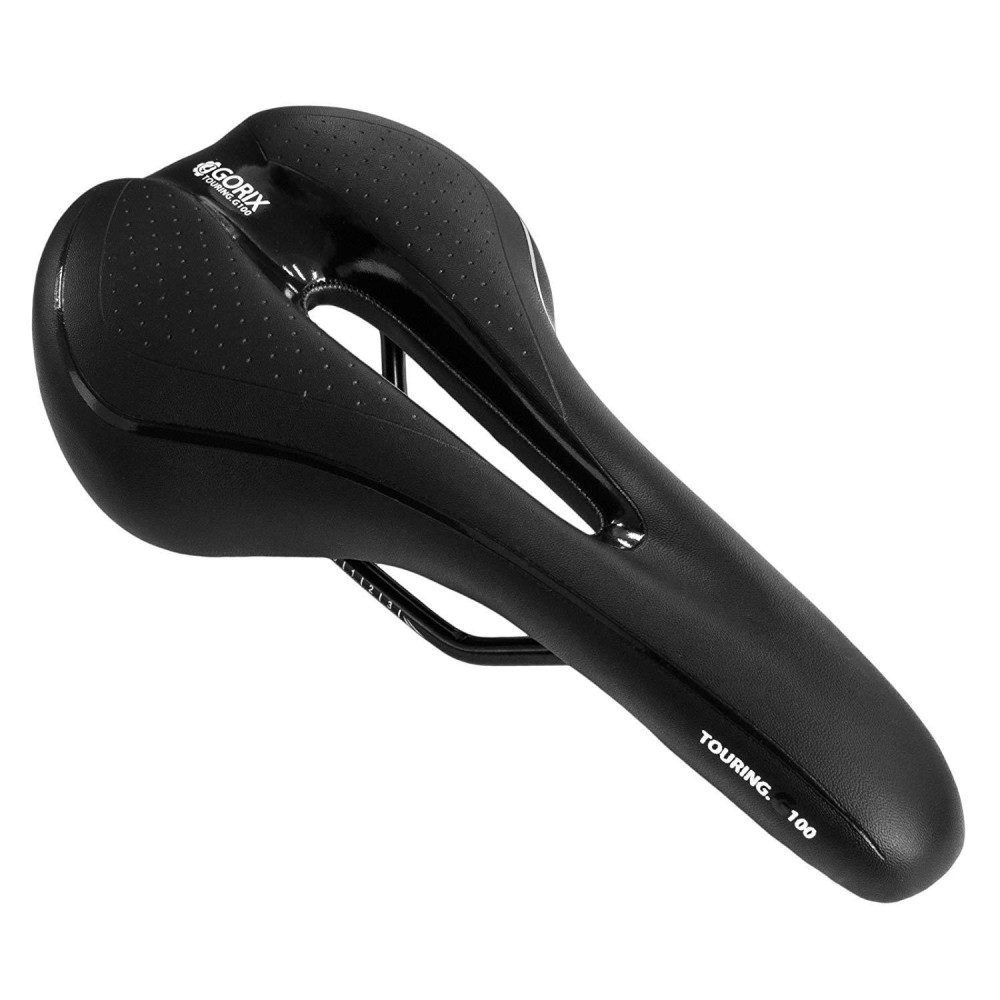 Gorix Bike Saddle Seat Comfortable Cushion With Rail Mountain Road Bicycle For Men And Women (Gx-C19) (All Black)