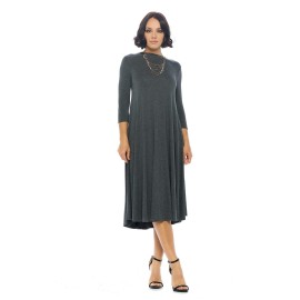 Iconic Luxe Womens A-Line Swing Trapeze Midi Dress X-Large Charcoal