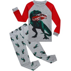 Boys Pajamas Dinosaur Toddler Pjs 100 Cotton Little Kids Clothes Sleepwear Shirts 4T Gray