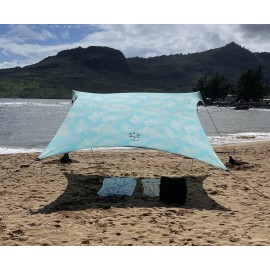 Neso Tents Grande Beach Tent, 7Ft Tall, 9 X 9Ft, Reinforced Corners And Cooler Pocket(Aqua Fronds)