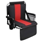 Alpha Camp Stadium Seat Chair For Bleachers With Back Arm Rest - Black Red