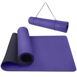 Iuga Yoga Mat Non Slip Textured Surface, Reversible Dual Color, Eco Friendly Yoga Mat With Carrying Strap, Thick Exercise & Workout Mat For Yoga, Pilates And Fitness (72