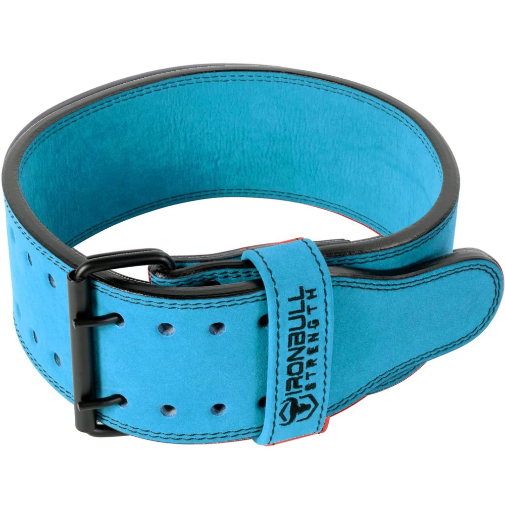 Iron Bull Strength Powerlifting Belt - 10mm Double Prong - 4-inch Wide - Heavy Duty for Extreme Weight Lifting Belt (Blue, Large)