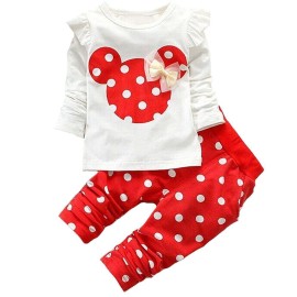 Baby Girl Clothes Infant Outfits Set 2 Pieces Long Sleeved Tops Pants (18-24 Months, Red)