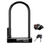 Kryptonite Keeper Standard Bike U-Lock, Heavy Duty Anti-Theft Bicycle U Lock Sold Secure Silver, 12Mm Shackle With Mounting Bracket And Keys For Bike, Motorcycle, Scooter, Bicycle, Door, Gate, Fence