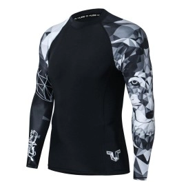 Huge Sports Wildling Series Uv Protection Quick Dry Compression Rash Guard (Wolf,2Xl)
