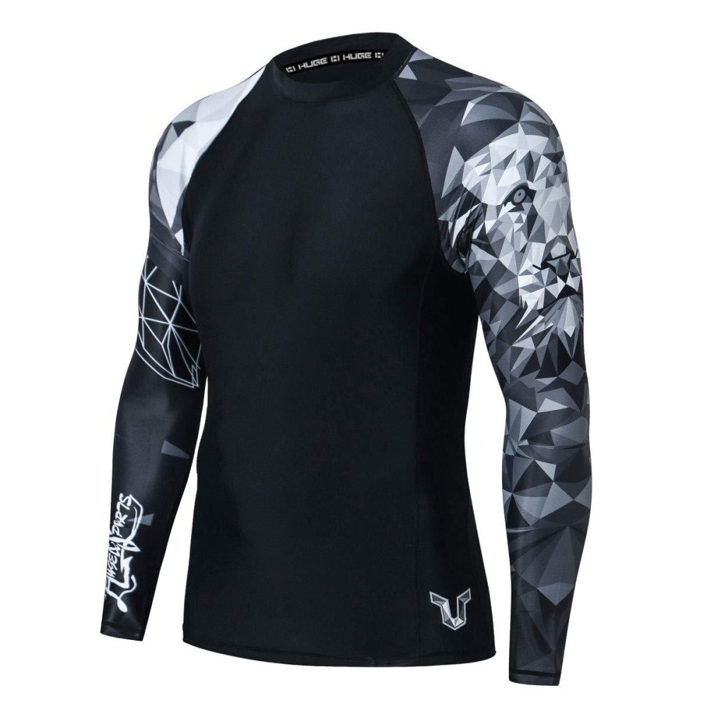 Huge Sports Wildling Series Uv Protection Quick Dry Compression Rash Guard (Lion,L)