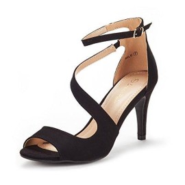 Dream Pairs Womens Nile Black Fashion Stilettos Open Toe Pump Heel Sandals Size 7 B(M) Us