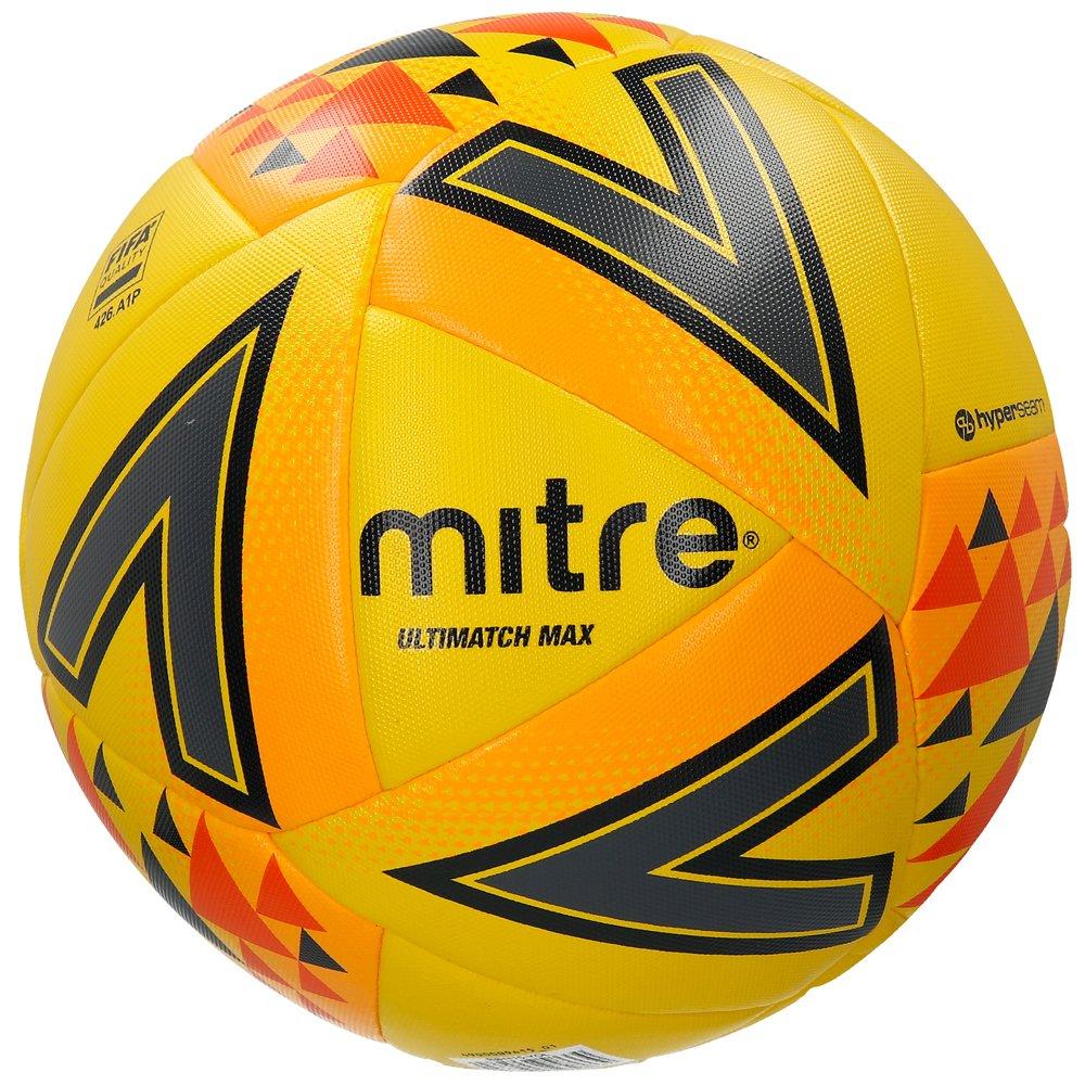 Mitre Ultimatch Max L20P Soccer Match Ball, 4, Yelloworangeblue