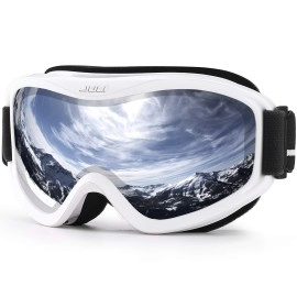 Juli Ski Goggle/Snow Snowboard Goggles For Men, Women & Youth - 100% Uv Protection Anti-Fog Dual Lens(White Frame+12% Vlt Silver Lens)