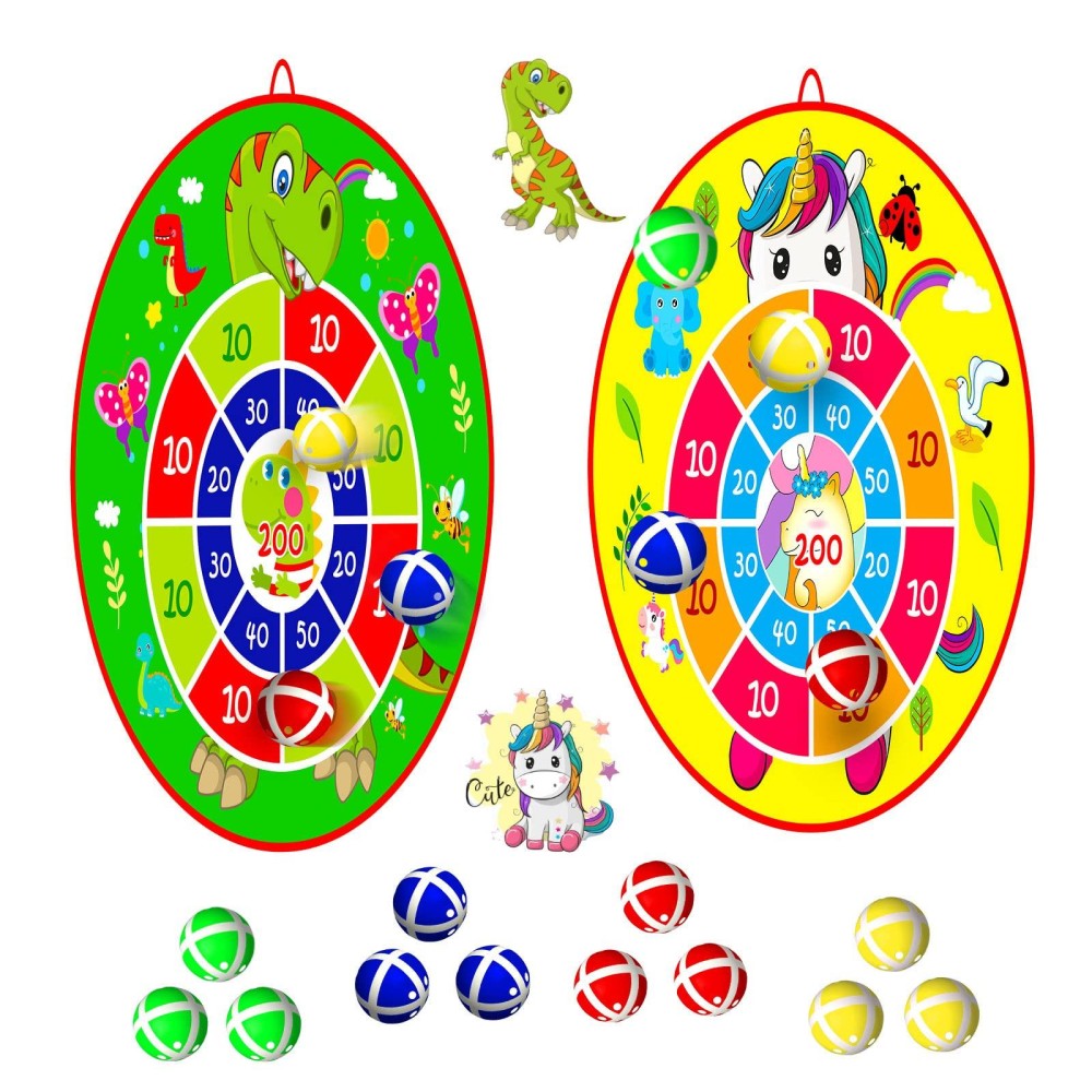255 Large Kids Dart Board With 12 Sticky Balls, Kids Ball Games, Indoor Gameoutdoor Gamegarden Gameboard Gamefun Partygame Toys, Birthday Gifts For 3-12 Year Old Boys Girls(65Cm)