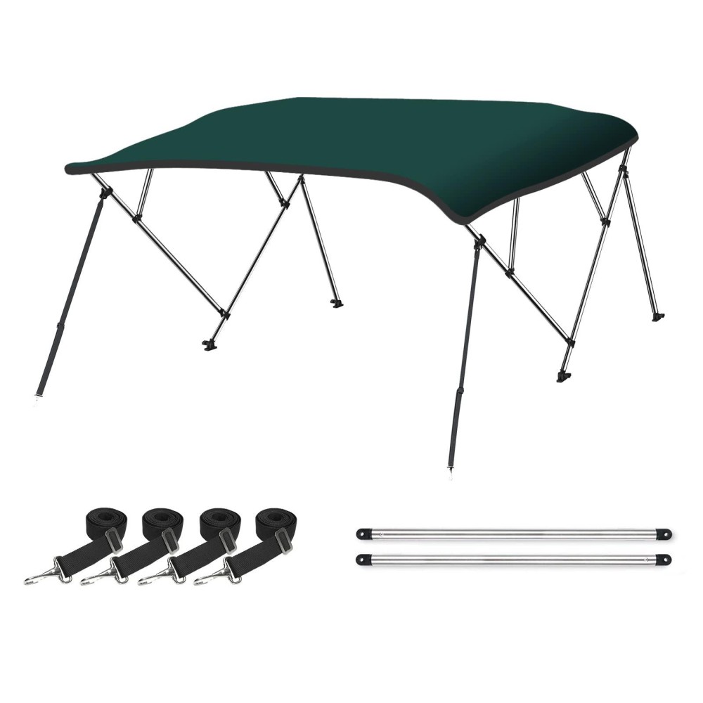 Naviskin Green 4 Bow 8L X 54 H X 67-72 W Bimini Top Cover Includes Mounting Hardwares,Storage Boot With 1 Inch Aluminum Frame