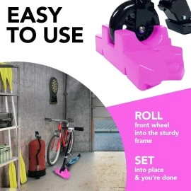 50 Strong Scooter Stand - Fits Most Scooters - Interlocking Offset Extra Stable Base - Pink