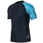 Huge Sports Mens Splice Uv Sun Protection Upf 50+ Skins Rash Guard Short Sleeves(Zigzag, M)