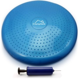 Campteck U6765 Air Stability Wobble Cushion Inflatable Balance Cushion Board With Improved Hand Pump For Core Training, Agility, Gym Workouts, Yoga, Comfortable Sitting Etc - Blue, 32Cm