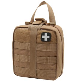 Carlebben Rip-Away Emt Pouch Molle Pouch Ifak Pouch Medical First Aid Kit Utility Pouch 1000D Nylon (With Medical Supplies Tan)
