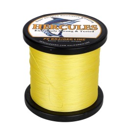 Hercules Super Cast 500M 547 Yards Braided Fishing Line 20 Lb Test For Saltwater Freshwater Pe Braid Fish Lines Superline 8 Strands - Yellow, 20Lb (9.1Kg), 0.20Mm