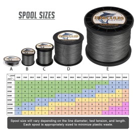 Hercules Super Cast 100M 109 Yards Braided Fishing Line 30 Lb Test For Saltwater Freshwater Pe Braid Fish Lines Superline 8 Strands - Grey, 30Lb (13.6Kg), 0.28Mm