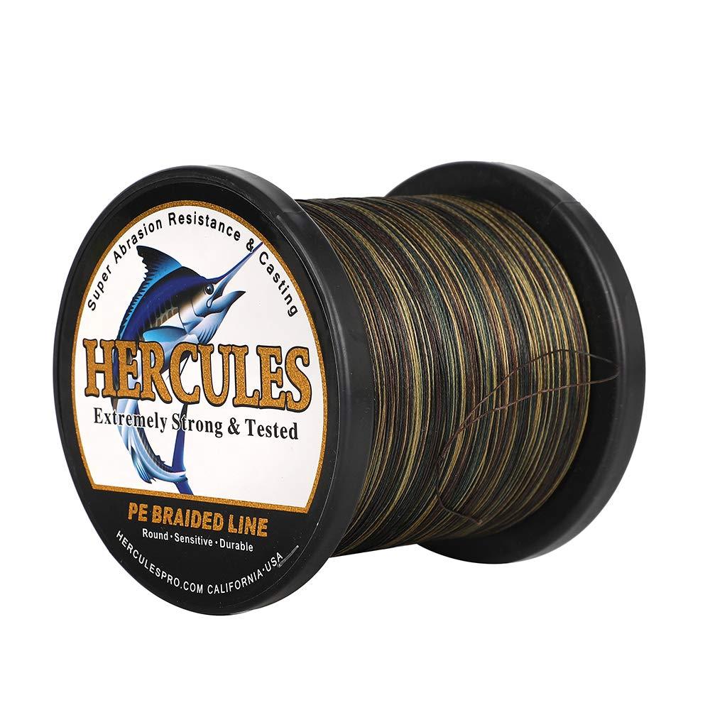 Hercules Super Cast 1000M 1094 Yards Braided Fishing Line 50 Lb Test For Saltwater Freshwater Pe Braid Fish Lines Superline 8 Strands - Camo, 50Lb (22.7Kg), 0.37Mm