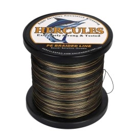 Hercules Super Cast 1000M 1094 Yards Braided Fishing Line 50 Lb Test For Saltwater Freshwater Pe Braid Fish Lines Superline 8 Strands - Camo, 50Lb (22.7Kg), 0.37Mm