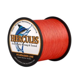 Hercules Super Cast 1000M 1094 Yards Braided Fishing Line 120 Lb Test For Saltwater Freshwater Pe Braid Fish Lines Superline 8 Strands - Red, 120Lb (54.5Kg), 0.58Mm