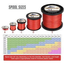 Hercules Super Cast 300M 328 Yards Braided Fishing Line 150 Lb Test For Saltwater Freshwater Pe Braid Fish Lines Superline 8 Strands - Red, 150Lb (68Kg), 0.62Mm