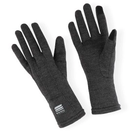 Meriwool Merino Wool Unisex Glove Liners For Use With Touch Screens In Charcoal Grey - Large