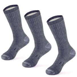 Meriwool Merino Wool Hiking Socks For Men And Women - 3 Pairs Midweight Cushioned Thermal Socks - Warm And Breathable