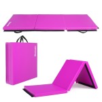 Matladin 6' Folding Tri-Fold Gymnastics Gym Exercise Aerobics Mat, 6Ft X 2Ft X 2In Pu Leather Tumbling Mats For Stretching Yoga Cheerleading Martial Arts (Purple)