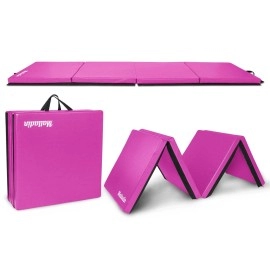 Matladin 8' Folding Gymnastics Gym Exercise Aerobics Mat, 8Ft X 2Ft X 2In Pu Leather Tumbling Mats For Stretching Yoga Cheerleading Martial Arts (Purple)