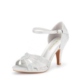 Dream Pairs Womens Amore_1 Silver Glitter Fashion Stilettos Open Toe Pump Heel Sandals Size 11 B(M) Us