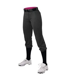 Alleson ATHLETIC Fastpitch Softball Pants for Girls. Low Rise Double Knit Black Softball Pants Made with Stretch Knit Polyester (Style 615PSG) Medium