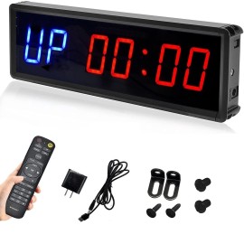 Btbsign Led Interval Timer Count Downup Clock Stopwatch With Remote For Home Gym Fitness Blue