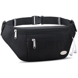 Entchin Fanny Pack For Women Men, Crossbody Bag With 4-Zipper Pockets, Large Capacity & Water Resistant Fashion Bum Bags For Hiking Running Travel Cycling