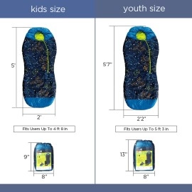 AceCamp Glow in The Dark Mummy Sleeping Bag for Kids and Youth, Temperature Rating 30