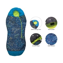 AceCamp Glow in The Dark Mummy Sleeping Bag for Kids and Youth, Temperature Rating 30