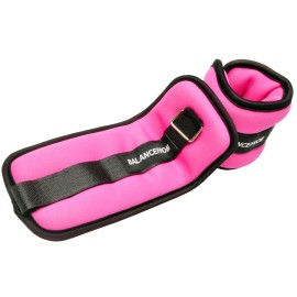 Balancefrom Fully Adjustable Ankle Wrist Arm Leg Weights, 1 Lbs Each (2-Lb Pair), Pink