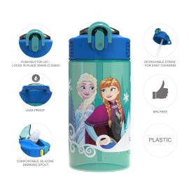 Zak Designs Disney Frozen 16 ounce Water Bottle, Anna & Elsa
