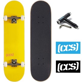 Ccs] Logo Skateboard Complete Yellow 825 - Maple Wood - Professional Grade - Fully Assembled With Skate Tool And Stickers - Adults, Kids, Teens, Youth - Boys And Girls